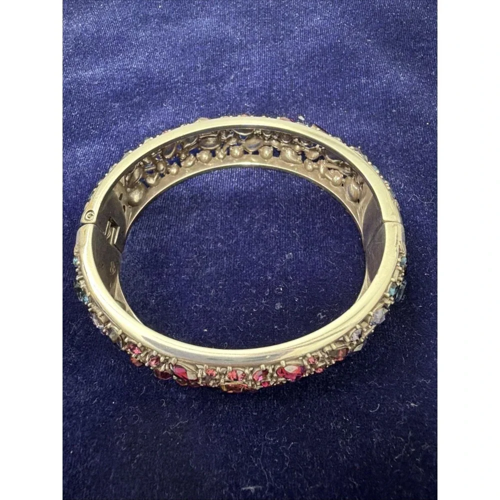 Brighton One Love Large Multi Color Crystal  bracelet Silver Tone .